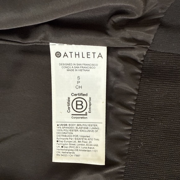 Athleta Women's Endless Bomber Jacket Full Zip Crop Size S New Loho Bride Black - Picture 10 of 14